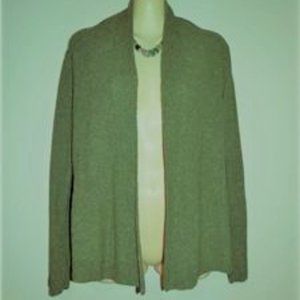 Eileen Fisher Boucle Green Open Cardigan Sweater